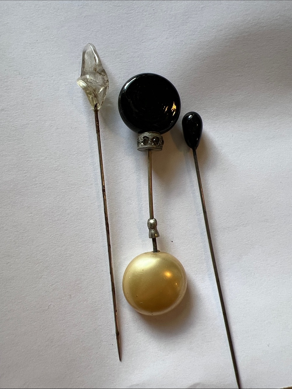 Antique spun glass plus other Victorian hat pins
